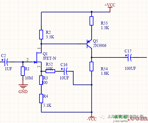 采用N沟JFET与PNP型三极管的放大电路设计  第1张