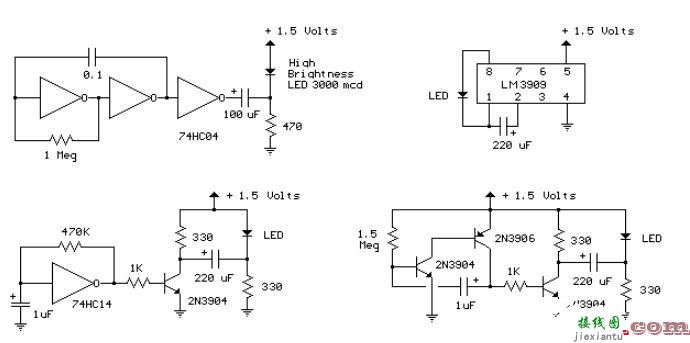 三款LED闪光器电路图解析  第3张