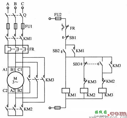 星三角启动接触器的电路图分析  第2张