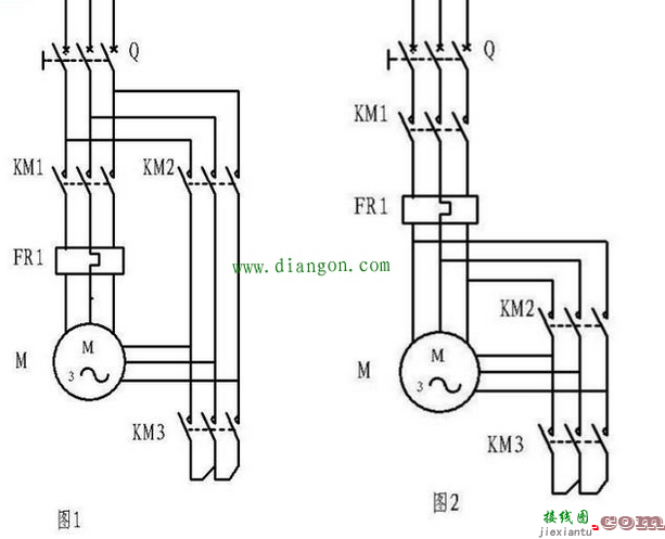星三角启动接触器的电路图分析  第1张