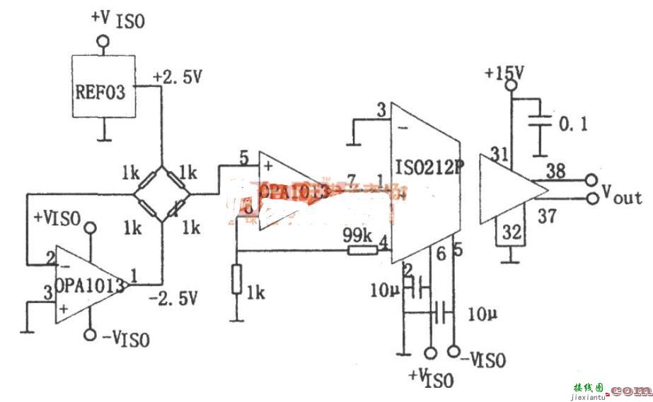 单电源高精度双运OPA1013的隔离放大器电路图  第1张