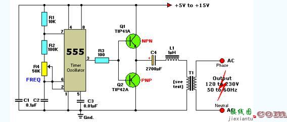 555作逆变器电路图大全（四款555作简易高频逆变器/家用逆变器电路）  第2张