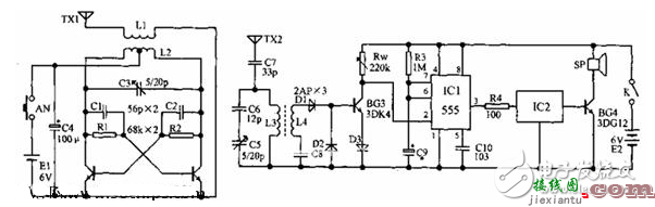 遥控门铃电路图大全（多谐振荡器\编码\信号发生器\TWH630\PT2262）  第1张