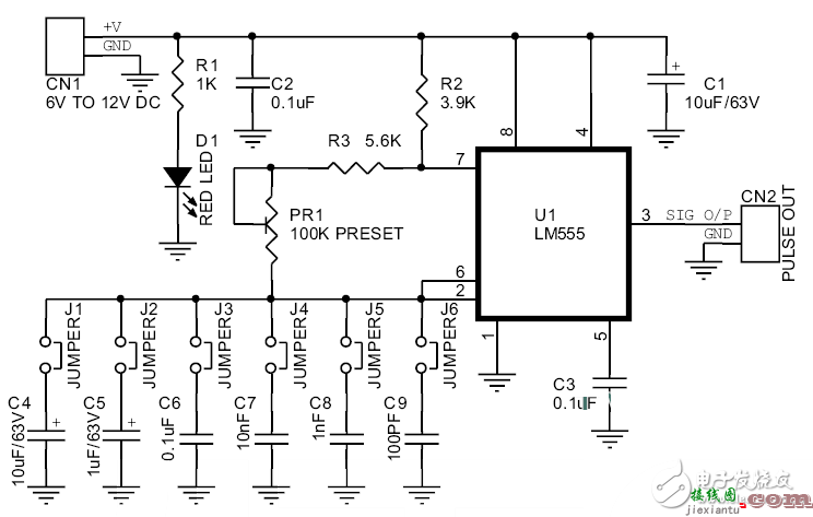 555脉冲发生器电路图大全（六款555脉冲发生器电路设计原理图详解）  第1张