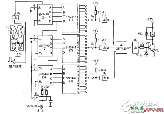 脉冲计数器电路图大全（六款脉冲计数器电路设计原理图详解）  第3张
