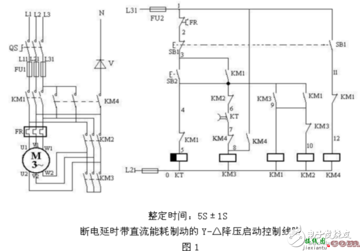 星三角能耗制动电路图大全（电动机/接触器/继电器自动星三角降压启动电路）  第2张