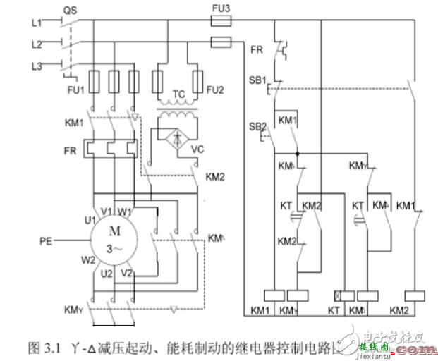 星三角能耗制动电路图大全（电动机/接触器/继电器自动星三角降压启动电路）  第1张