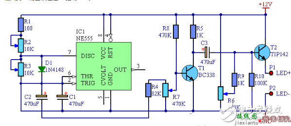 ne555呼吸灯电路图大全（三款NE555脉冲LED灯电路详解）  第1张