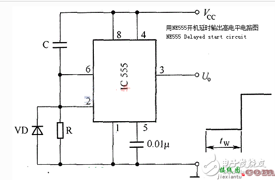 ne555延时电路图大全（开机延时输出高电平/自激多谐振荡器）  第1张