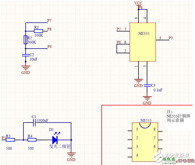 ne555呼吸灯电路图大全（三款NE555脉冲LED灯电路详解）  第5张