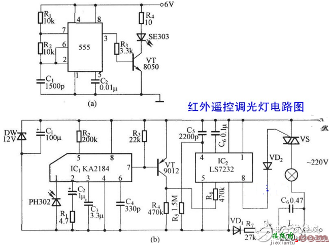 无极调光台灯电路图大全（脉宽调制/LS7232/红外遥控调光电路）  第7张