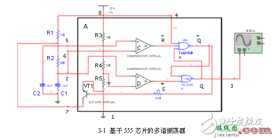 多谐振荡器电路图大全（温控报警/555/自激振荡电路/压控TTL对称多谐振荡器）  第2张