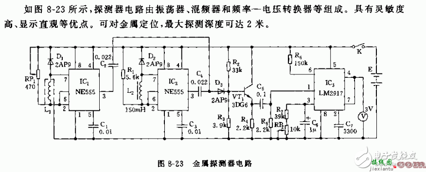 555金属探测器电路图大全（五款555金属探测器电路原理图详解）  第2张