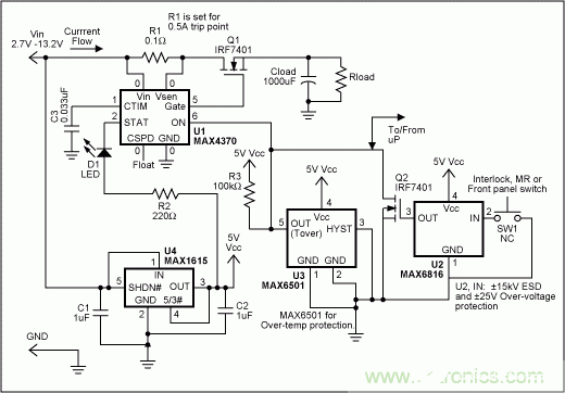 基于MAX4370的系统故障保护电路设计  第1张