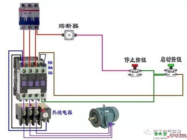 非常完整的开关和电机与断路器电热偶电表的接线图大全  第81张