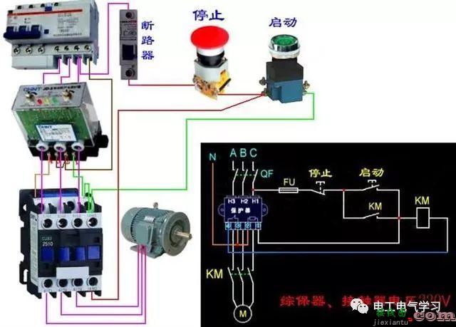 非常完整的开关和电机与断路器电热偶电表的接线图大全  第95张