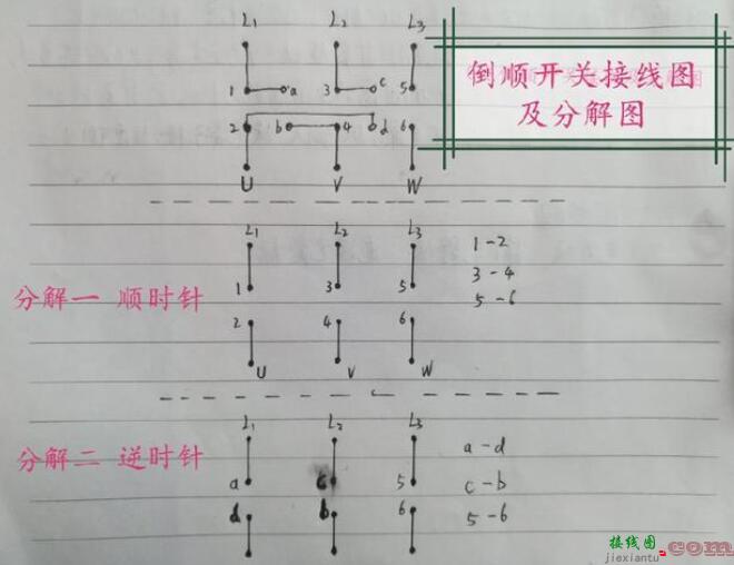 倒顺开关220v/380v接线图  第3张