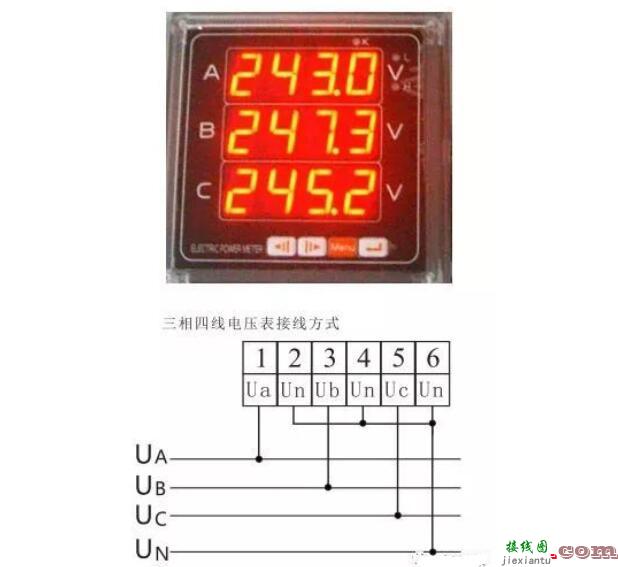 三相电压表怎么接线图  第1张
