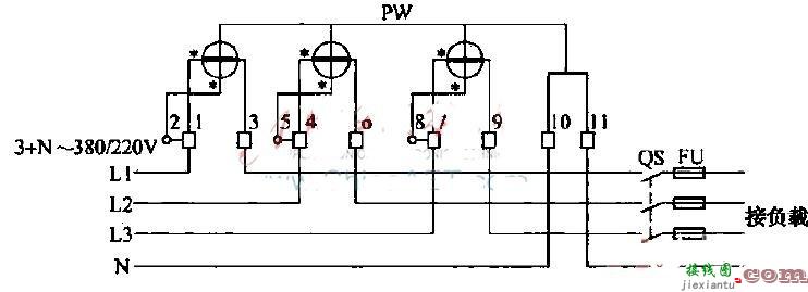 有功电能表直入式接线图  第2张