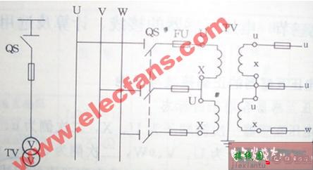 两只单相电压互感器组成的V-V形接线图  第1张