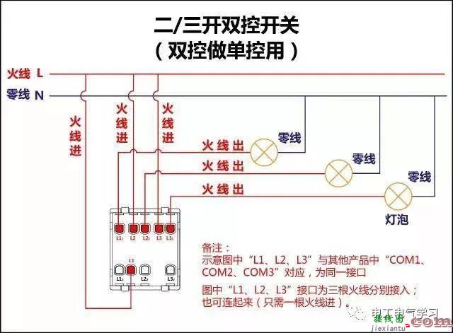 讲解电灯单控接法及原理、单开单控和多开单控开关  第15张