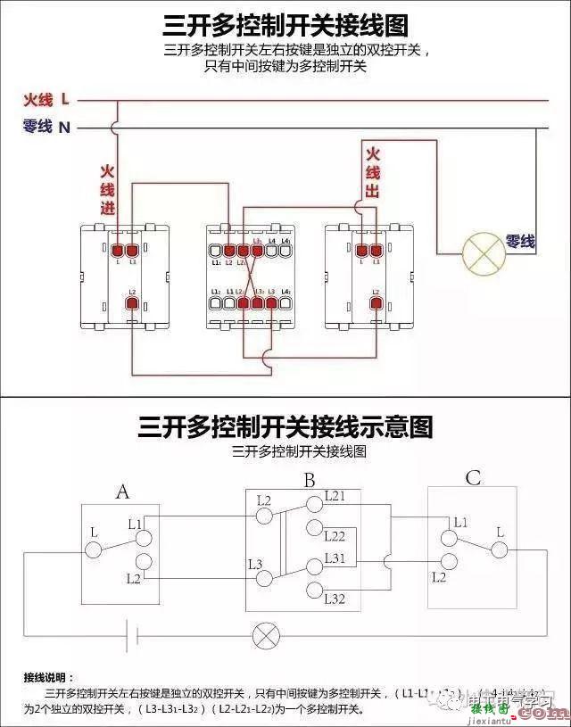 讲解电灯单控接法及原理、单开单控和多开单控开关  第18张