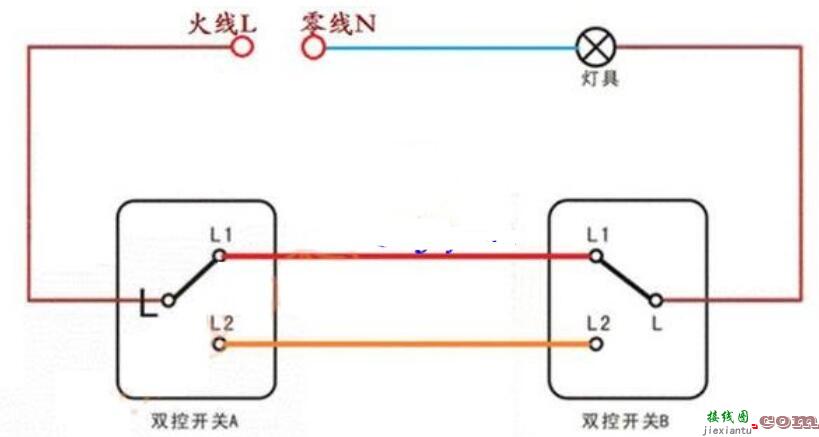 一灯两控和一灯三控的接线方法  第1张