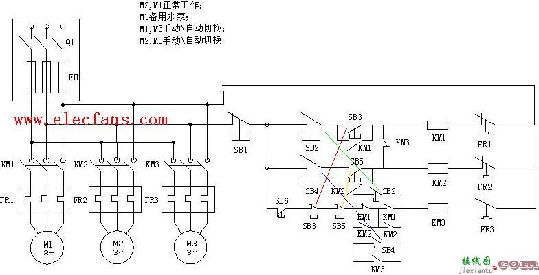 PLC控制水泵电机接线原理图  第1张