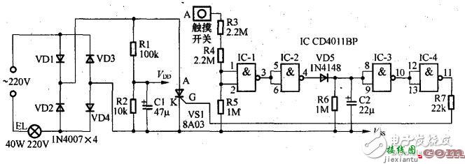 触摸延时开关电路图_触摸延时开关原理图_触摸延时开关如何接线  第2张