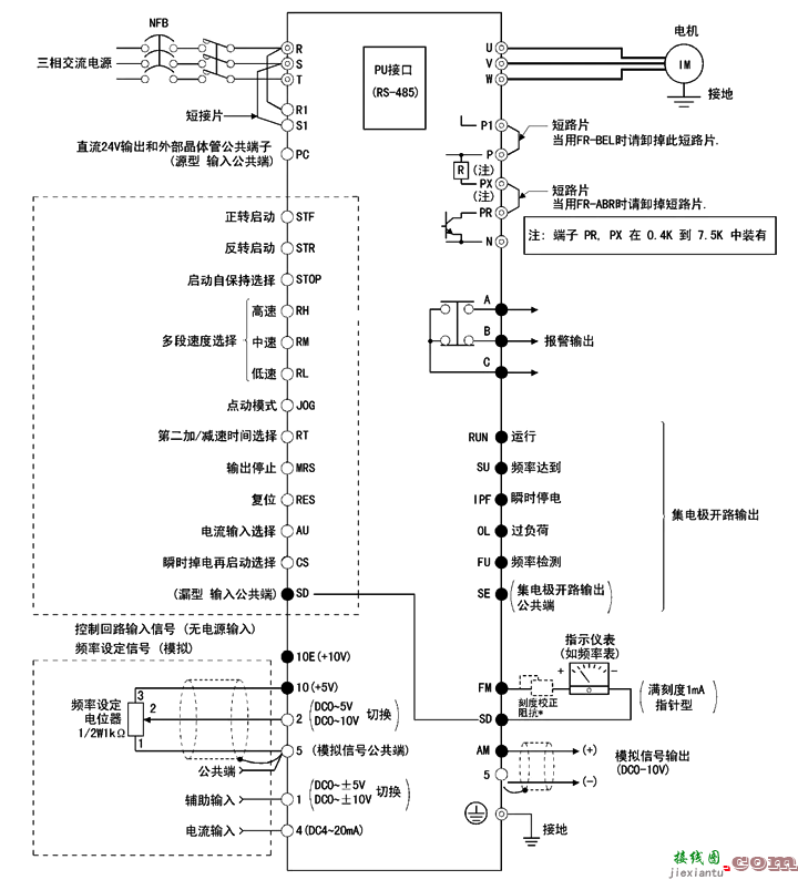 变频器的端子功能与接线  第3张