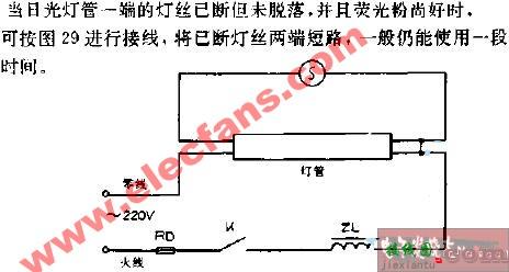 废日光灯管的利用接线电路图  第1张