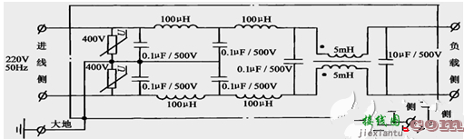 交流电源滤波器电路图及作用分析  第4张