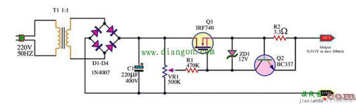 五款直流稳压电源电路图  第4张