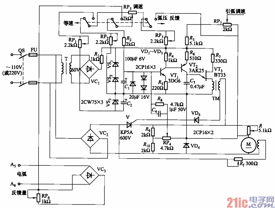 100W全波单结晶体管触发施动控制电路  第1张