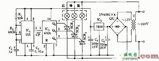 三款七色彩灯循环控制电路图解析  第3张