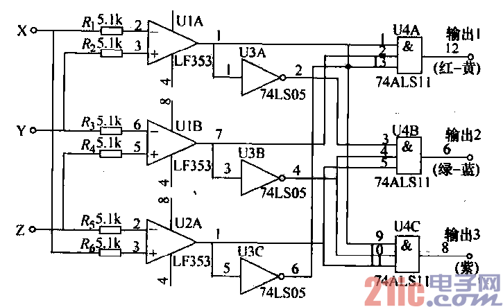 精确辨别三基色电路  第1张