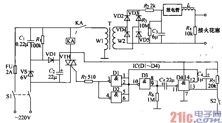 工业常用点火机电路  第1张