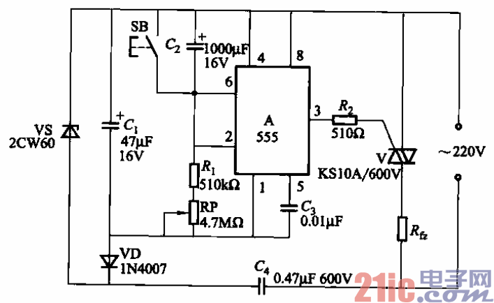 采用555时基集成电路的延时电路之三  第1张