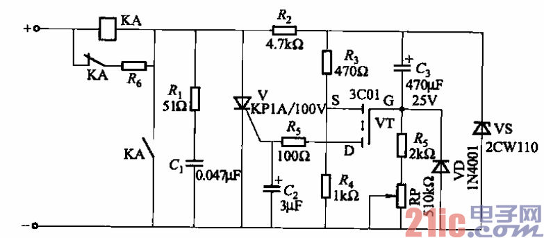 场效应管时间继电器电路之一  第1张