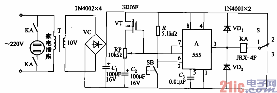 定时开启或关断电源的时间控制器电路  第1张