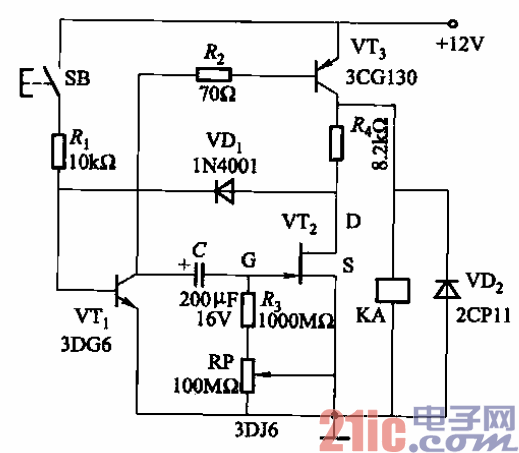 放电式时间继电器电路  第1张