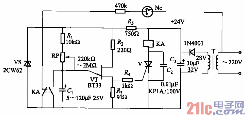 单结晶体管时间继电器电路之一  第1张