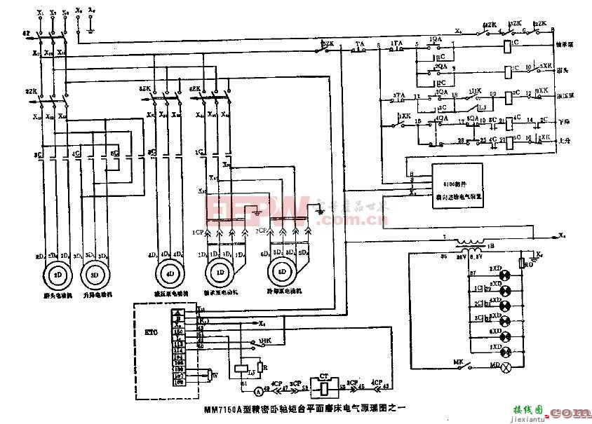 MM7150A型精密卧轴矩台平面磨床电气原理图  第1张