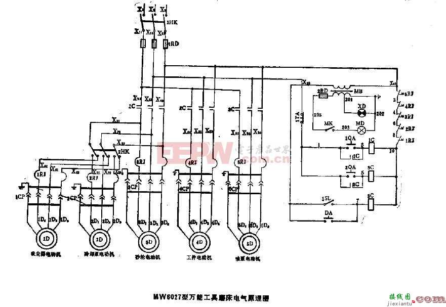 MW6027型万能工具磨床电气原理图  第1张