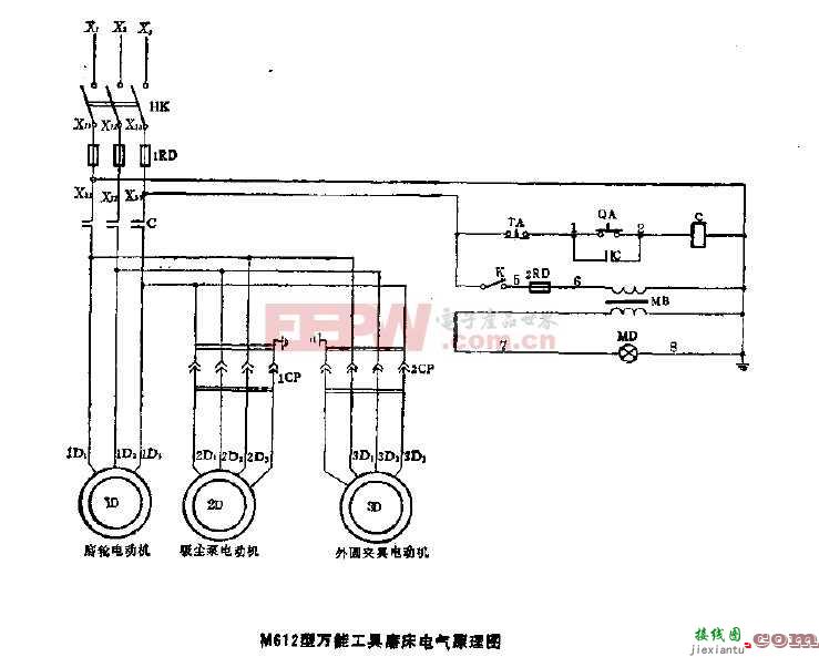 M612型万能工具磨床电气原理图  第1张