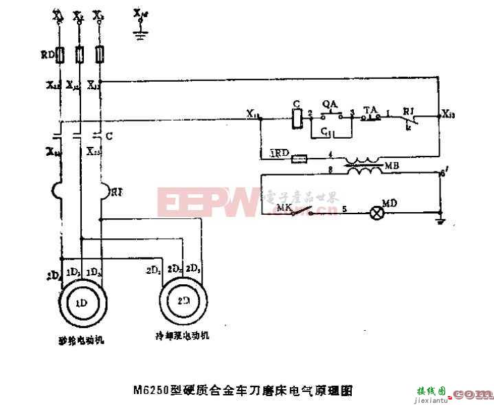 M6250型硬质合金车刀磨床电气原理图  第1张