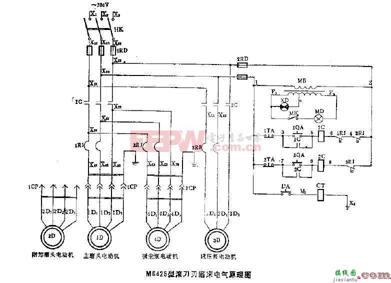 M6425型滚刀刃磨床电气原理图  第1张