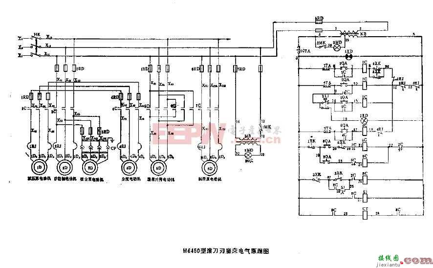 M6450型滚刀刃磨床电气原理图  第1张