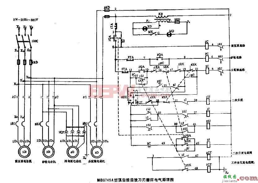 MB6745A型弧齿锥齿铣刀刃磨床电气原理图  第1张