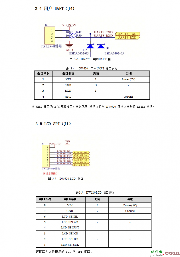 优库 DW620人脸识别模块接口电路图  第2张